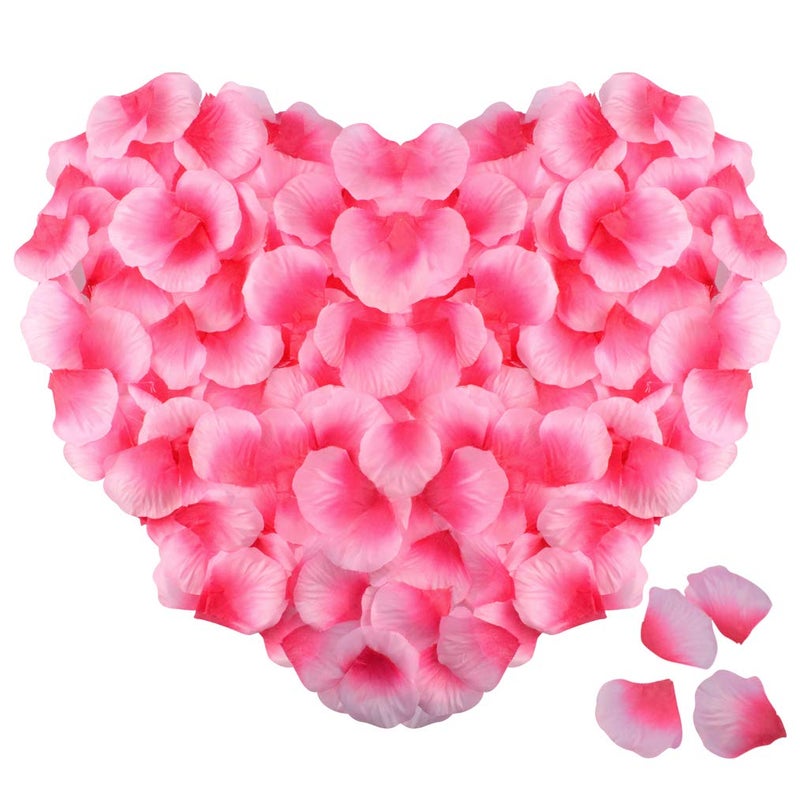 obmwang 2000 PCS Silk Rose Petals Artificial Flower Petals for Wedding Flower Decoration. Pink and Rose Pink - Image 1